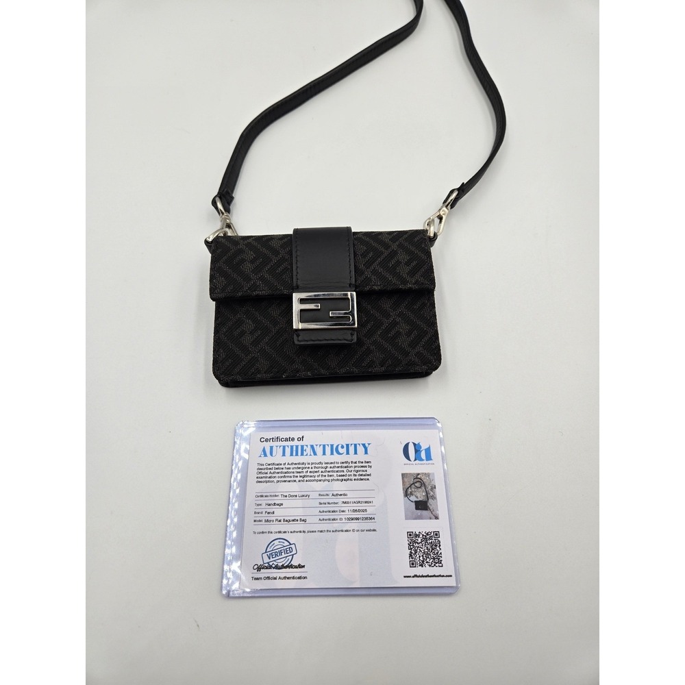 Fendi Mini Baguette Monogram Canvas Leather Strap Authentic NWOT - Picture 5 of 10